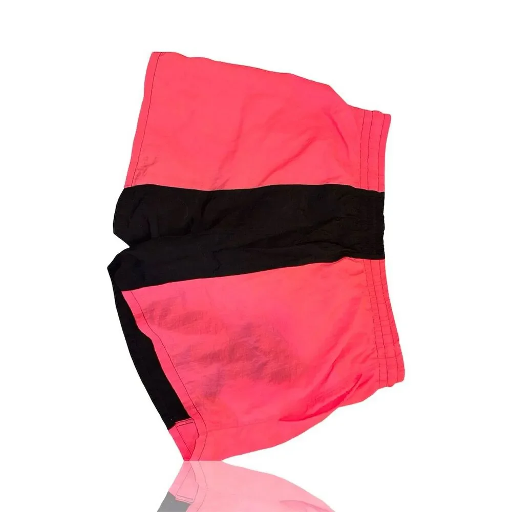 Vintage Bugle Boy Men's Neon Pink/Black Swim Shorts Size S Retro 80s 90s
